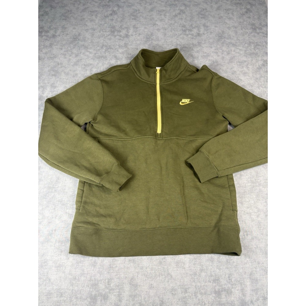 Nike Quarter Zip Pullover Small Ranger Green Sweatshirt Cotton Blend Pockets